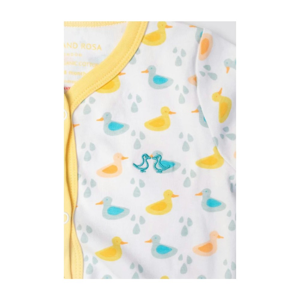Luca and Rosa Little Ducks Baby Sleepsuit In Organic Cotton