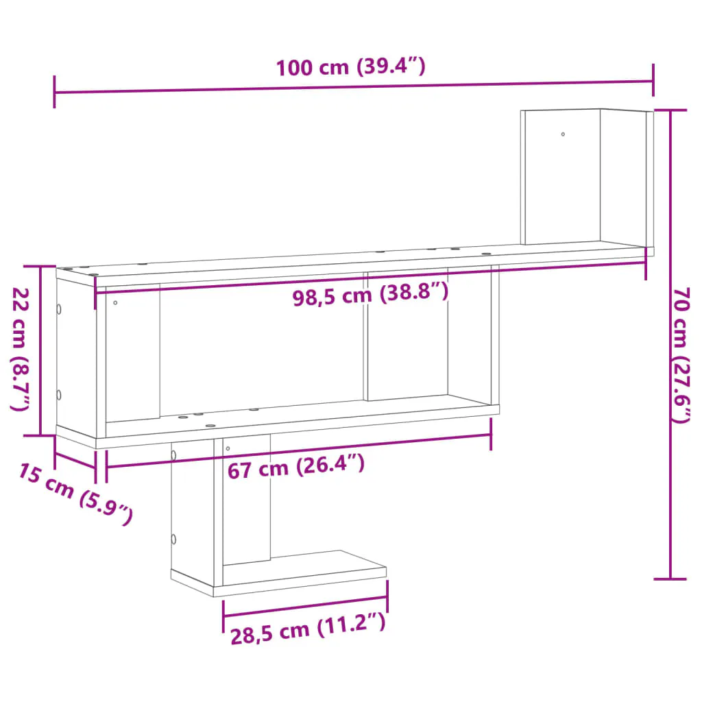 Wall Shelf White 100x15x70 cm Engineered Wood 853191