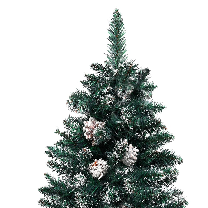 NNEVL Slim Christmas Tree with LEDs&Real Wood&White Snow Green 180 cm image number null