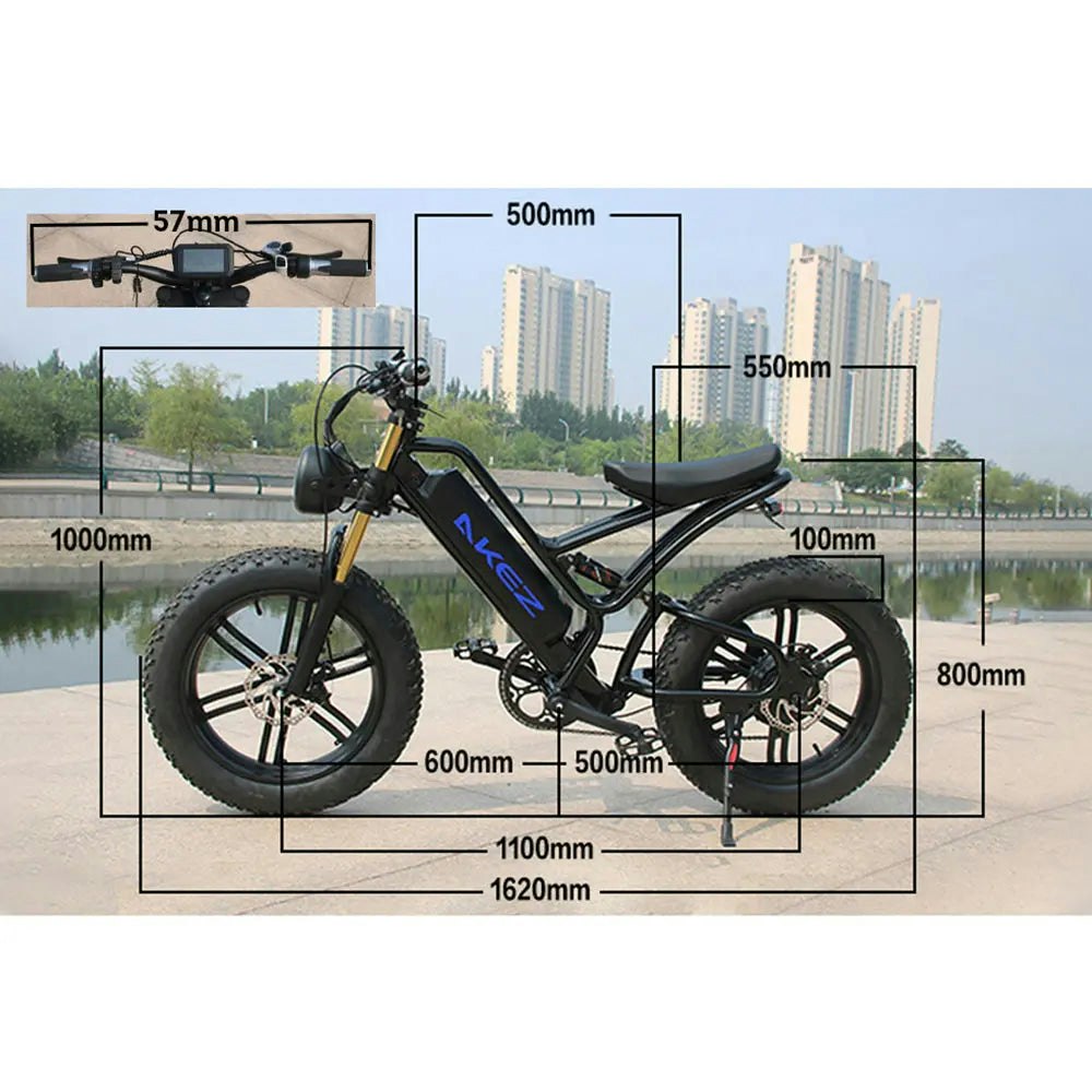 AKEZ OSP 750W 48V 17.5Ah 20x4.0 Inches Electric Bike 7 Speeds Snow E-bike