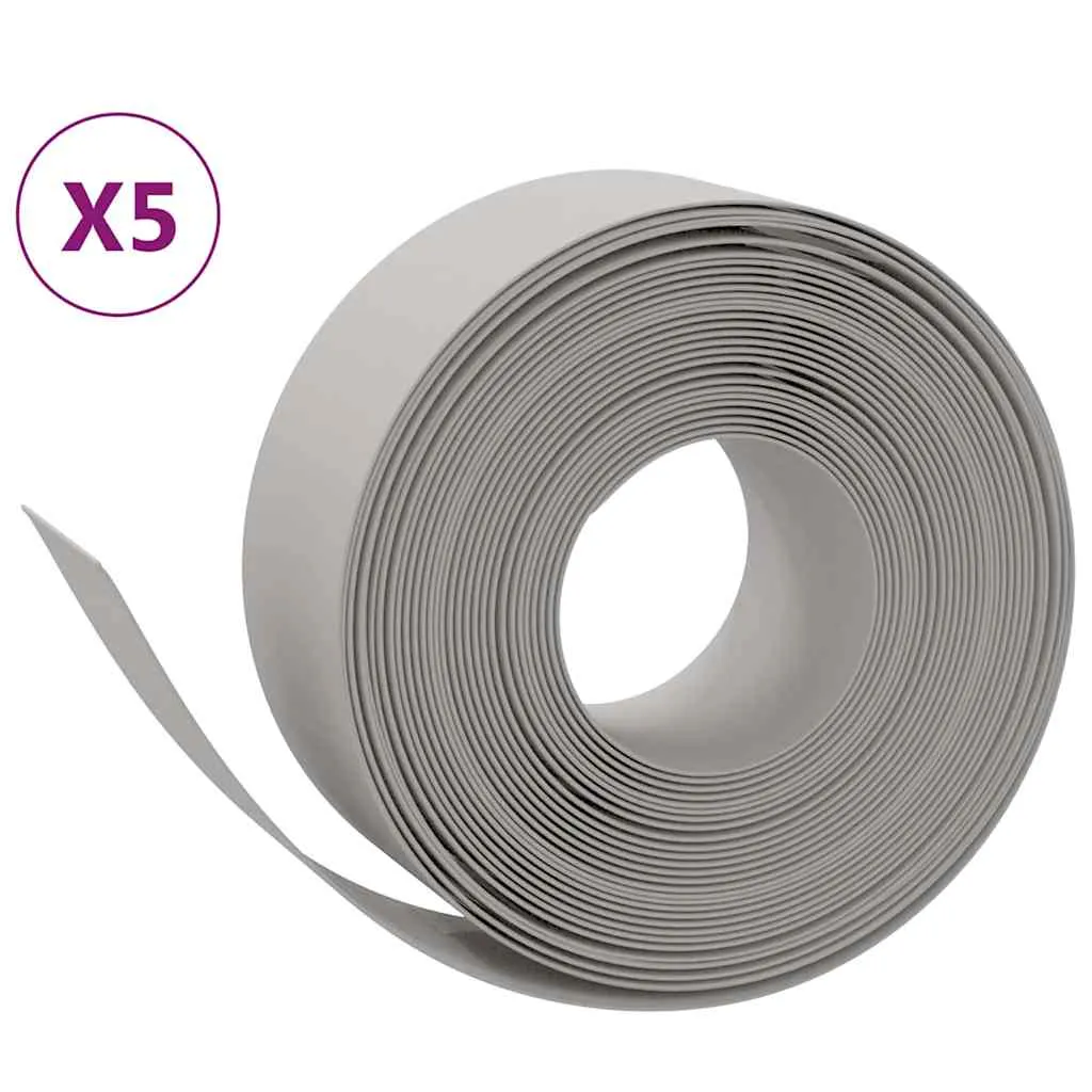 Garden Edgings 5 pcs Grey 10 m 20 cm Polyethylene 3155455 Garden Edgings 5 pcs Grey 10 m 20 cm Polyethylene 3155455