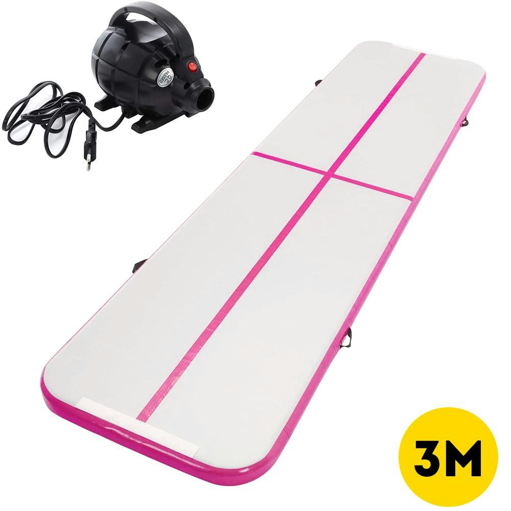 3M Inflatable Gymnastics Mat Air Track Tumbling Yoga Training W/ Electric Pump
