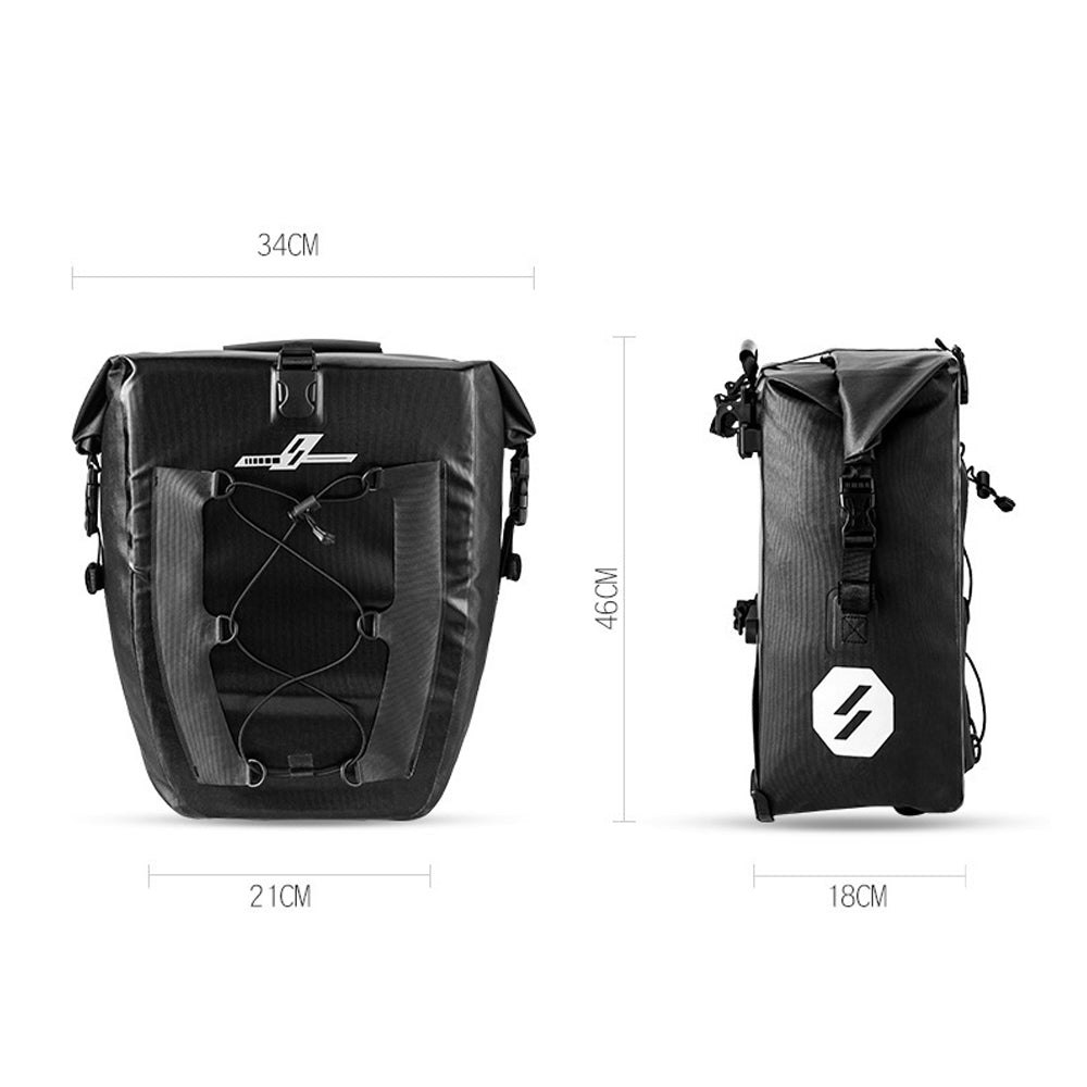 AKEZ 27L Waterproof Rear Seat Bike Trunk Bag E-Bike Bicycle Accessories - Black