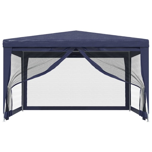 NNEVL Party Tent with 4 Mesh Sidewalls Blue 4x4 m HDPE NNEVL Party Tent with 4 Mesh Sidewalls Blue 4x4 m HDPE