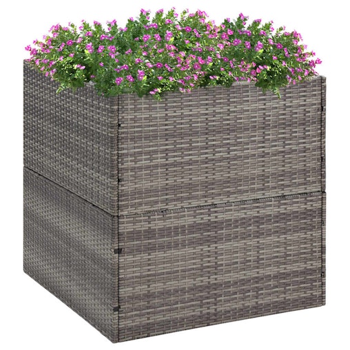 NNEVL Garden Planter Grey 80x80x80 cm Poly Rattan image number null