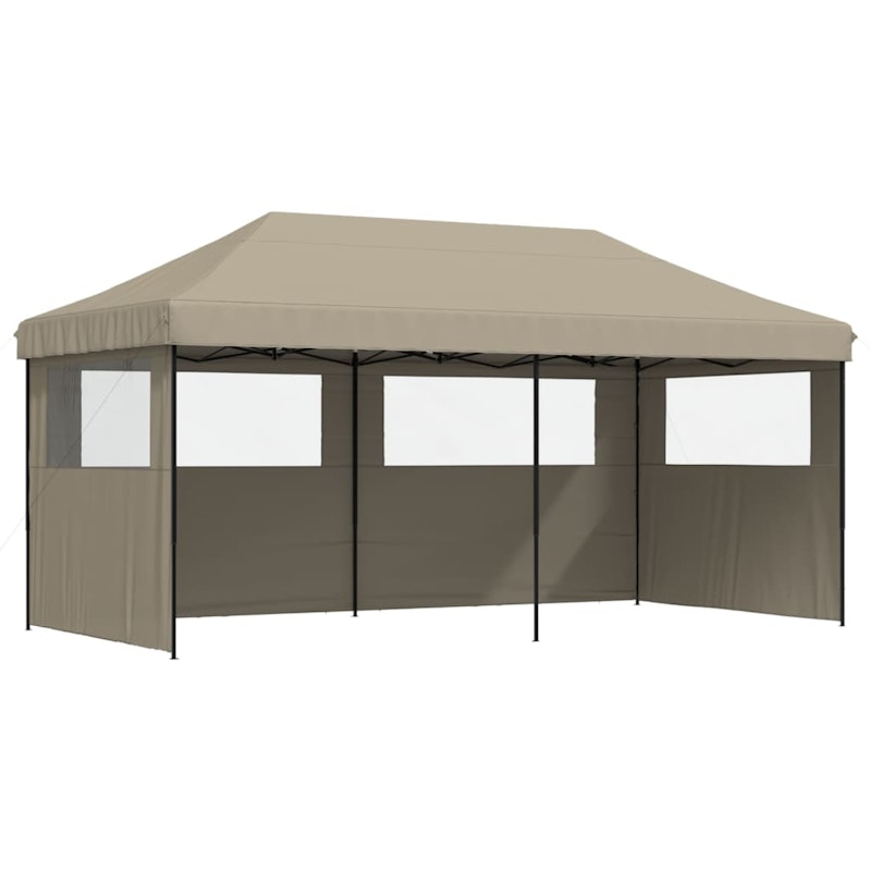 vidaXL Foldable Party Tent Pop-Up with 3 Sidewalls Taupe image number null