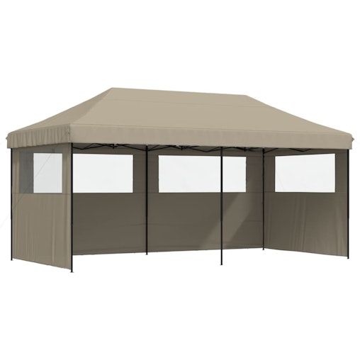 vidaXL Foldable Party Tent Pop-Up with 3 Sidewalls Taupe image number null