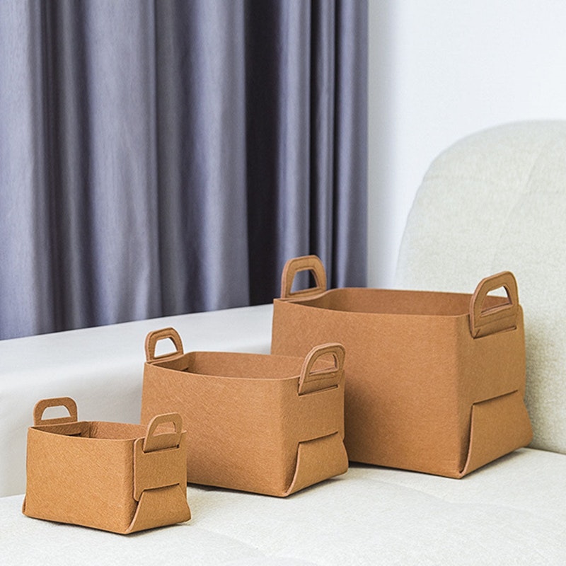 SOGA 4X Large Coffee Foldable Felt Storage Portable Collapsible Bag Home Office Foldable Organiser with Carry Handles image number null