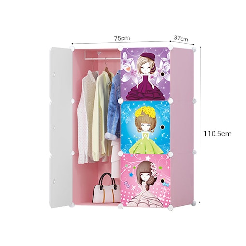 SOGA 6 Cubes Princess Design Portable Wardrobe Divide-Grid Modular Storage Organiser Foldable Closet SOGA 6 Cubes Princess Design Portable Wardrobe Divide-Grid Modular Storage Organiser Foldable Closet