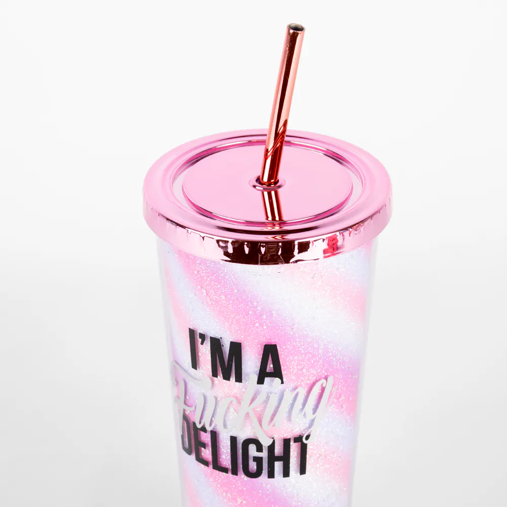 Glitter Sipper Cup I Am A Delight Pink