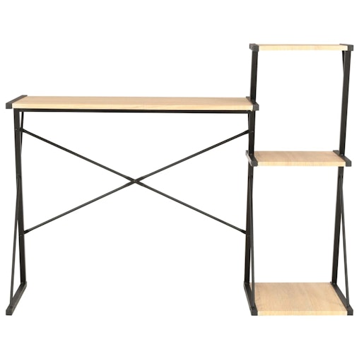 NNEVL Desk with Shelf Black and Oak 116x50x93 cm NNEVL Desk with Shelf Black and Oak 116x50x93 cm