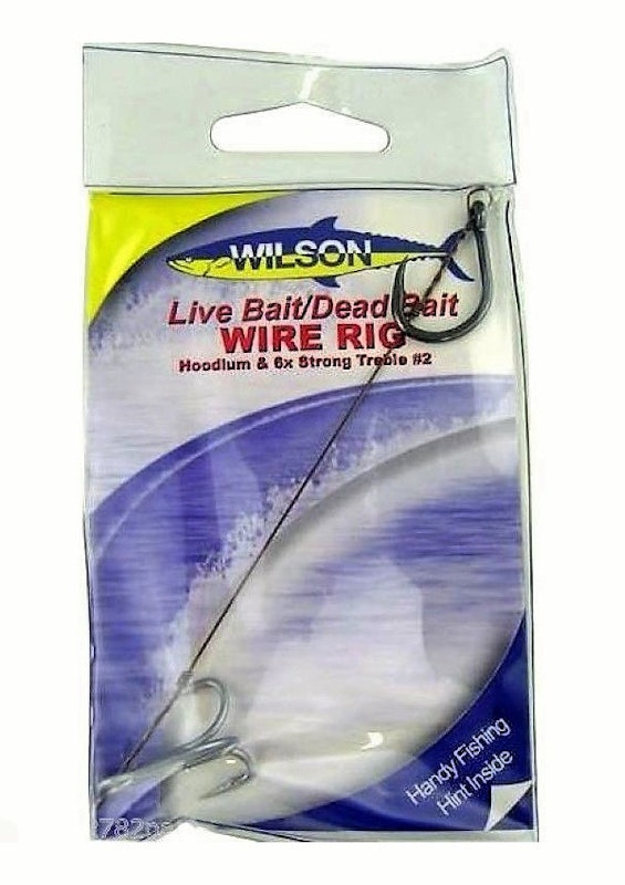 Wilson Live Bait/Dead Bait Wire Rig - #2 Treble & Hoodlum - 69lb Wire Trace image number null