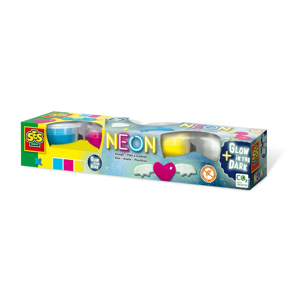 SES Creative Dough - Neon And Glow In The Dark Dough (4x90g)