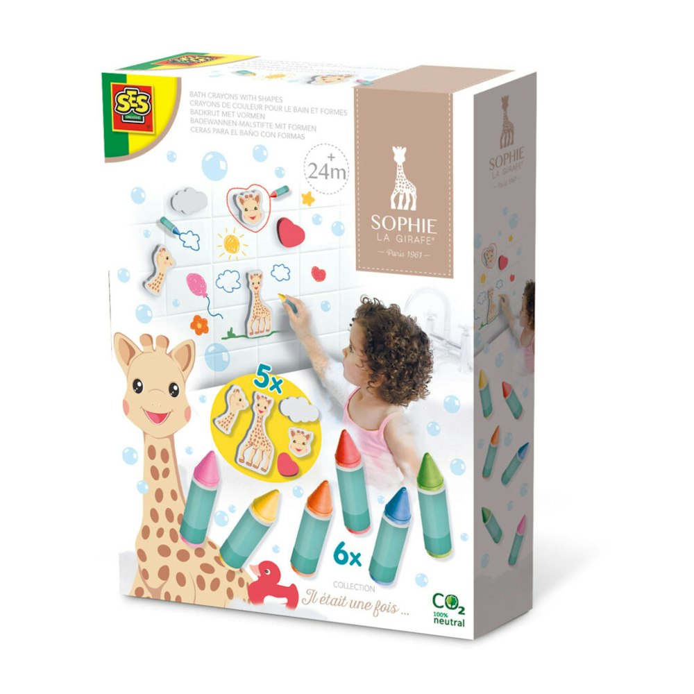 SES Creative Sophie La Giraffe - Bath Crayons With Shapes