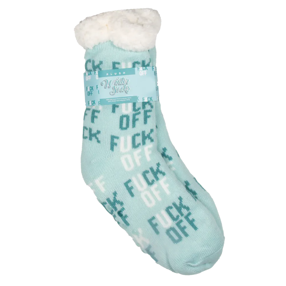 F*ck Off Mint Sherpa Winter Socks