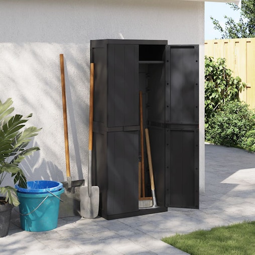 NNEVL Outdoor Storage Cabinet Black 65x37x165 cm PP NNEVL Outdoor Storage Cabinet Black 65x37x165 cm PP