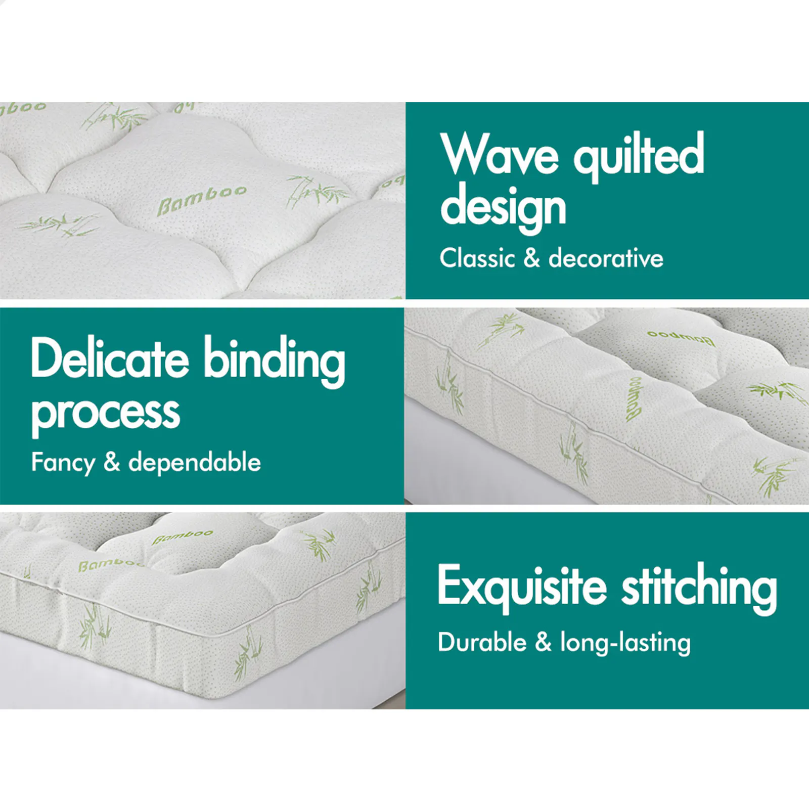 Starry Eucalypt Mattress Topper Pillowtop 11cm Bamboo Fibre Underlay Pad Single