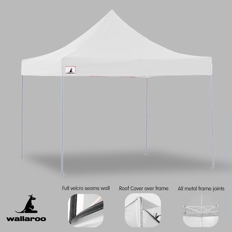 Gazebo Tent Marquee 3x3 PopUp Outdoor Wallaroo White image number null