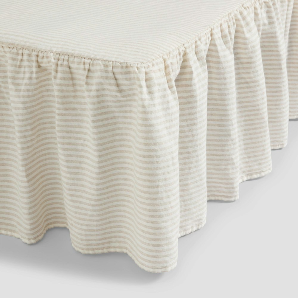 Piglet in Bed Oatmeal Stripe 100% Linen Valance