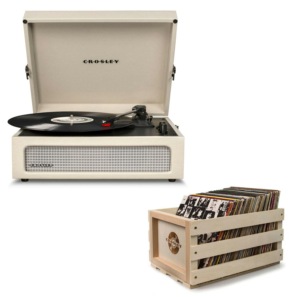 Crosley Voyager Dune - Bluetooth Portable Turntable & Record Storage Crate