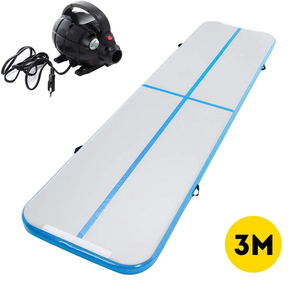 3M Inflatable Gymnastics Mat Air Track Tumbling Yoga Training W/ Electric Pump