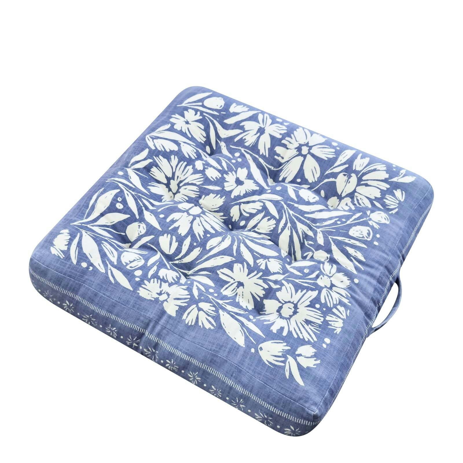 J.Elliot Home Kennedy Floor Cushion 65x65x12cm Dusty Blue & Ivory Home Decor