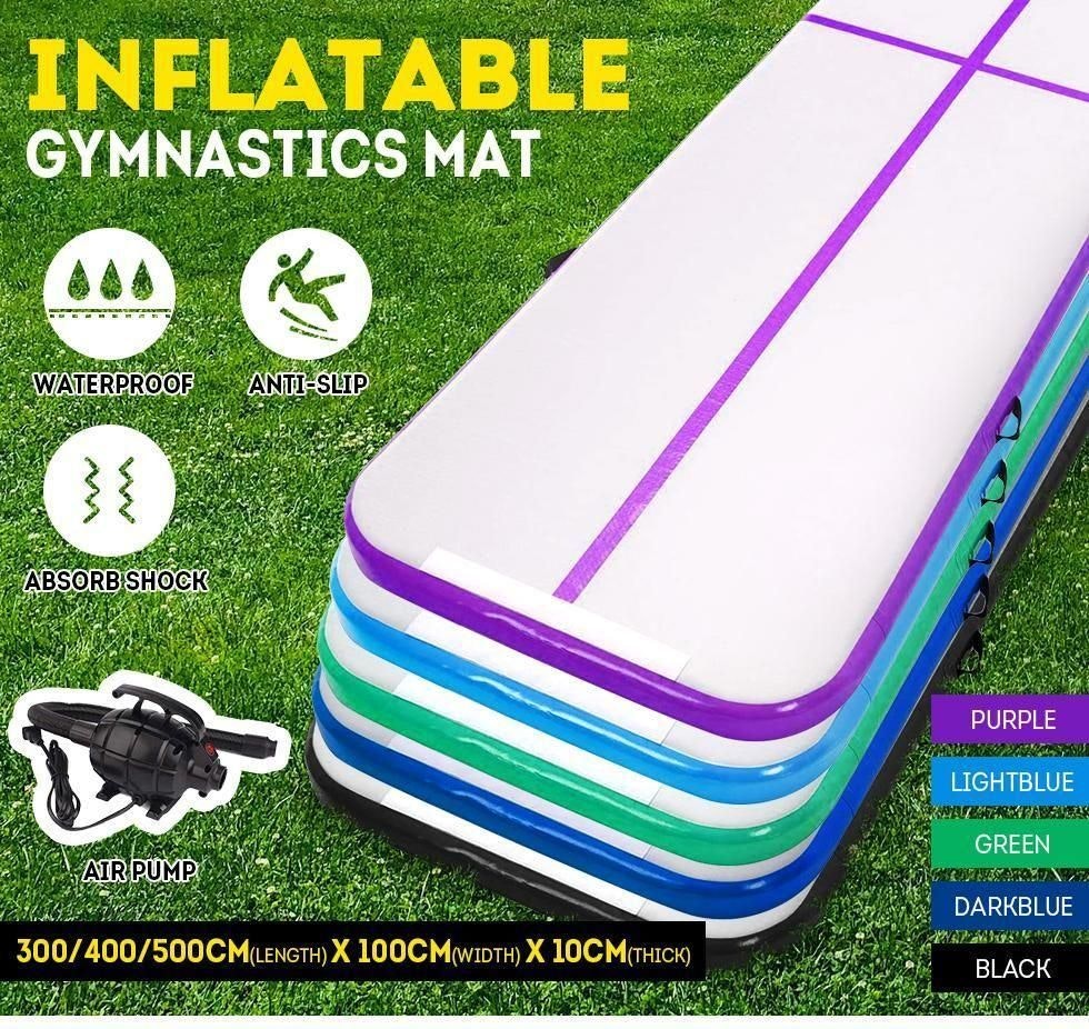 5M Inflatable Gymnastics Mat Air Track Tumbling Yoga Training W/ Electric Pump