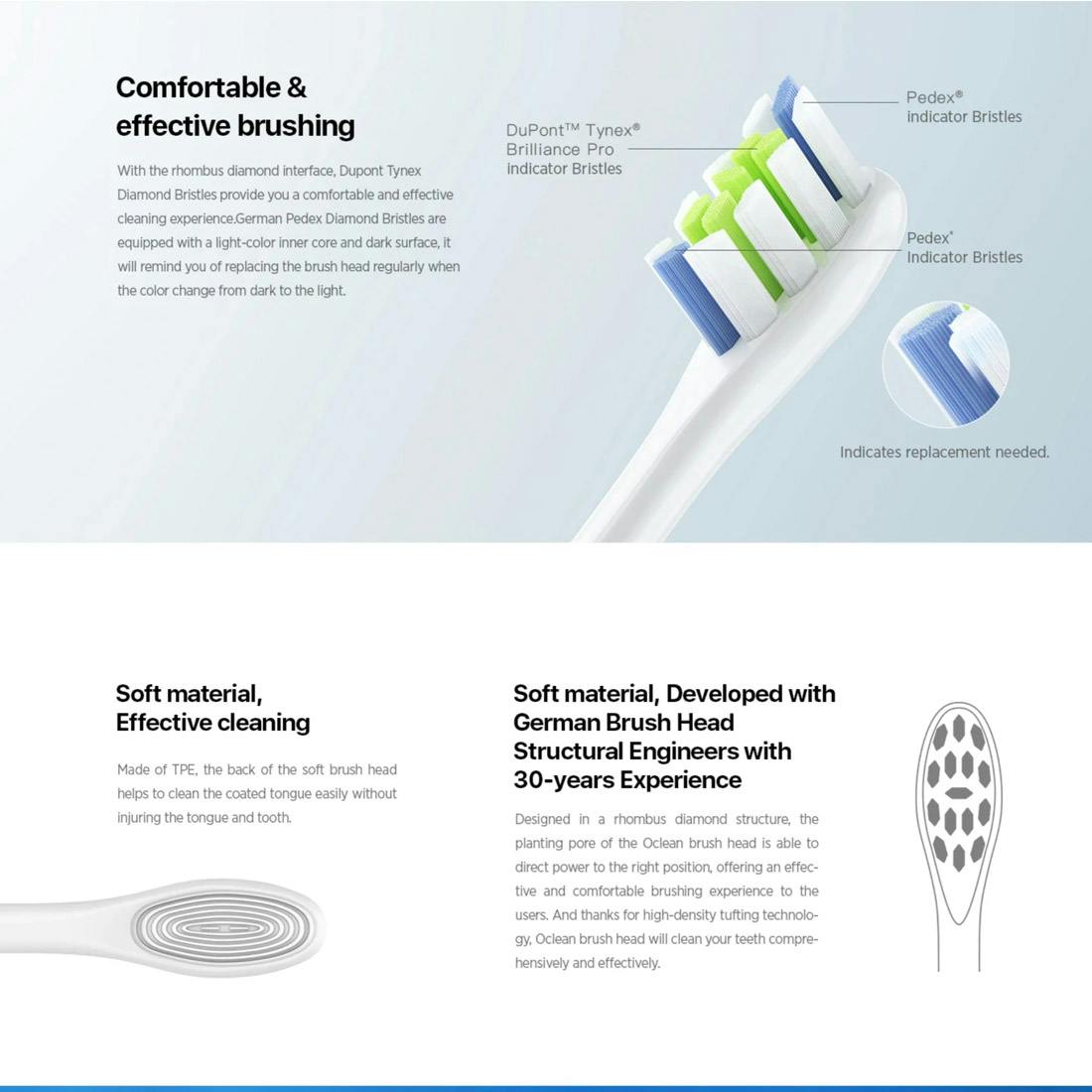 Oclean Standard Clean Brush Head 2 Pack - White