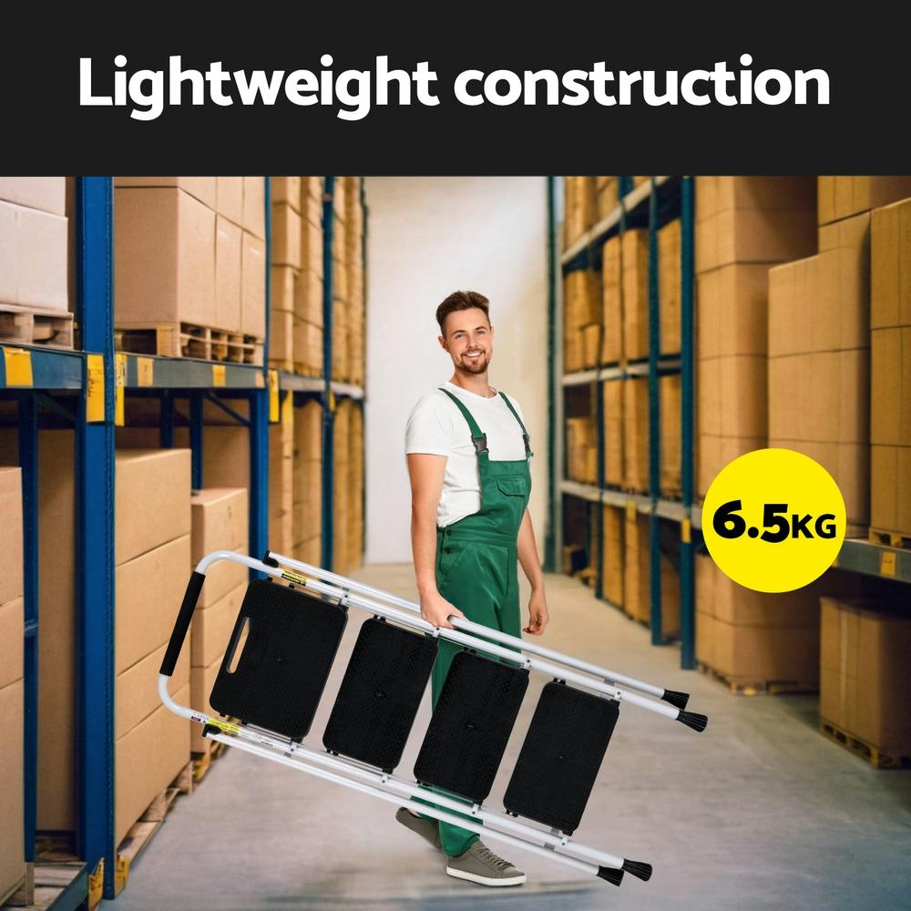 Giantz 4 Step Ladder Multi-Purpose Folding Steel Light Weight Platform