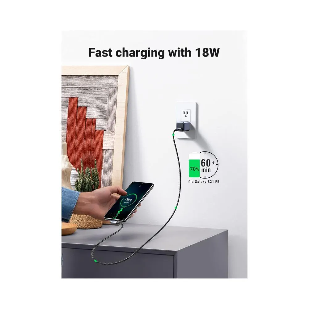 UGreen 90° USB-A to USB-C Cable 3A Fast Charge