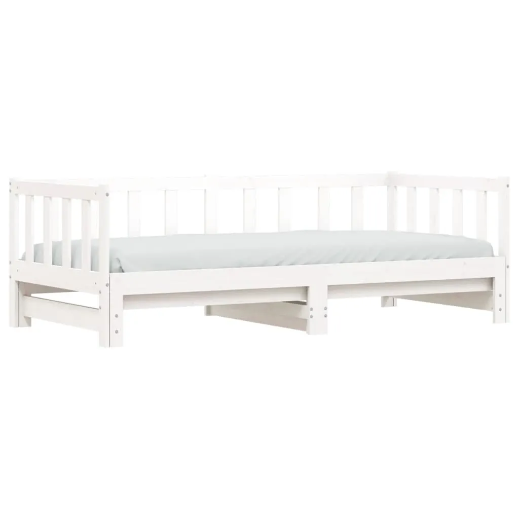 Day Bed with Trundle White 92x187 cm Single Size Solid Wood Pine 836163