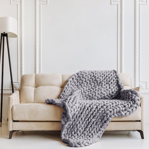 Royal Comfort Chunky Hand Knit Thick Weighted Blanket Plush 6.3KG 203cm x 153cm 153 x 203 cm Grey image number null