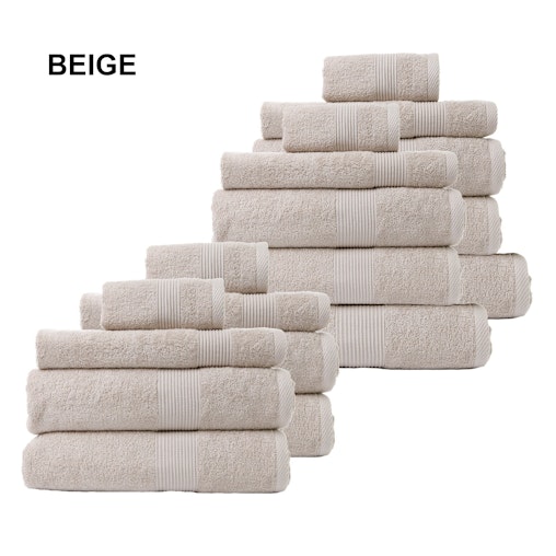 Royal Comfort 18 Piece Cotton Bamboo Towel Bundle Set 450GSM Luxurious Absorbent 18 Piece Beige image number null
