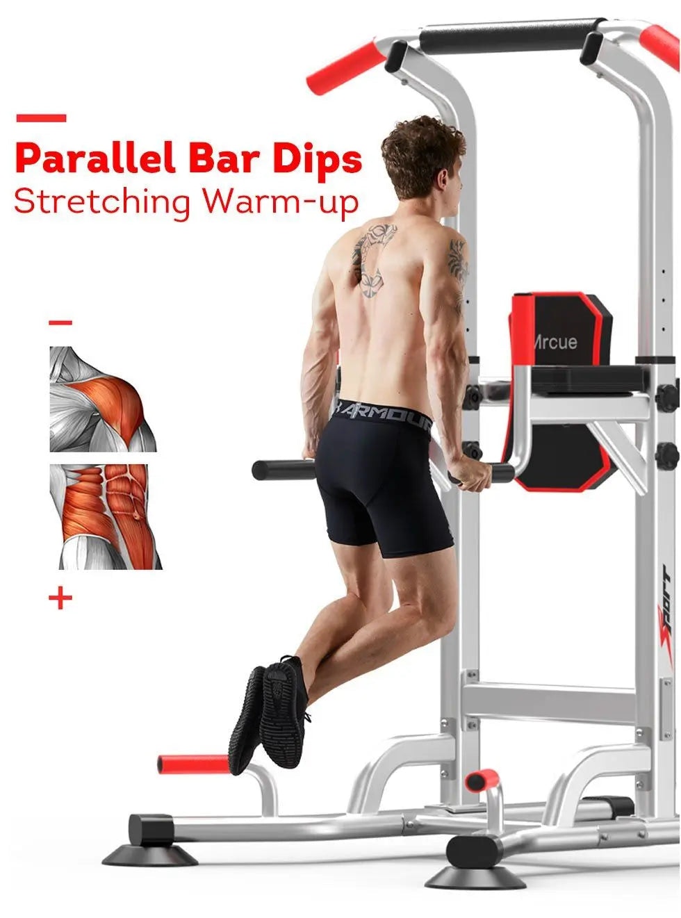 JMQ Fitness Silver Pull Up Chin Up Knee Raise Heavy Duty Workout Station Home Gym Exercise