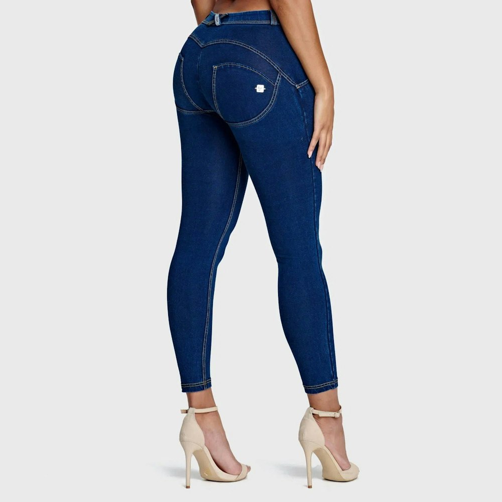 Freddy Wrup Denim - Mid Rise - 7/8 Length - Dark Blue + Yellow Stitching