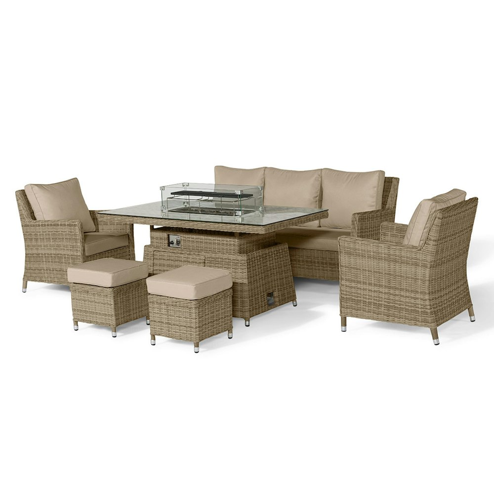 Maze Winchester Sofa Rattan Dining Set With Fire Pit Rising Table