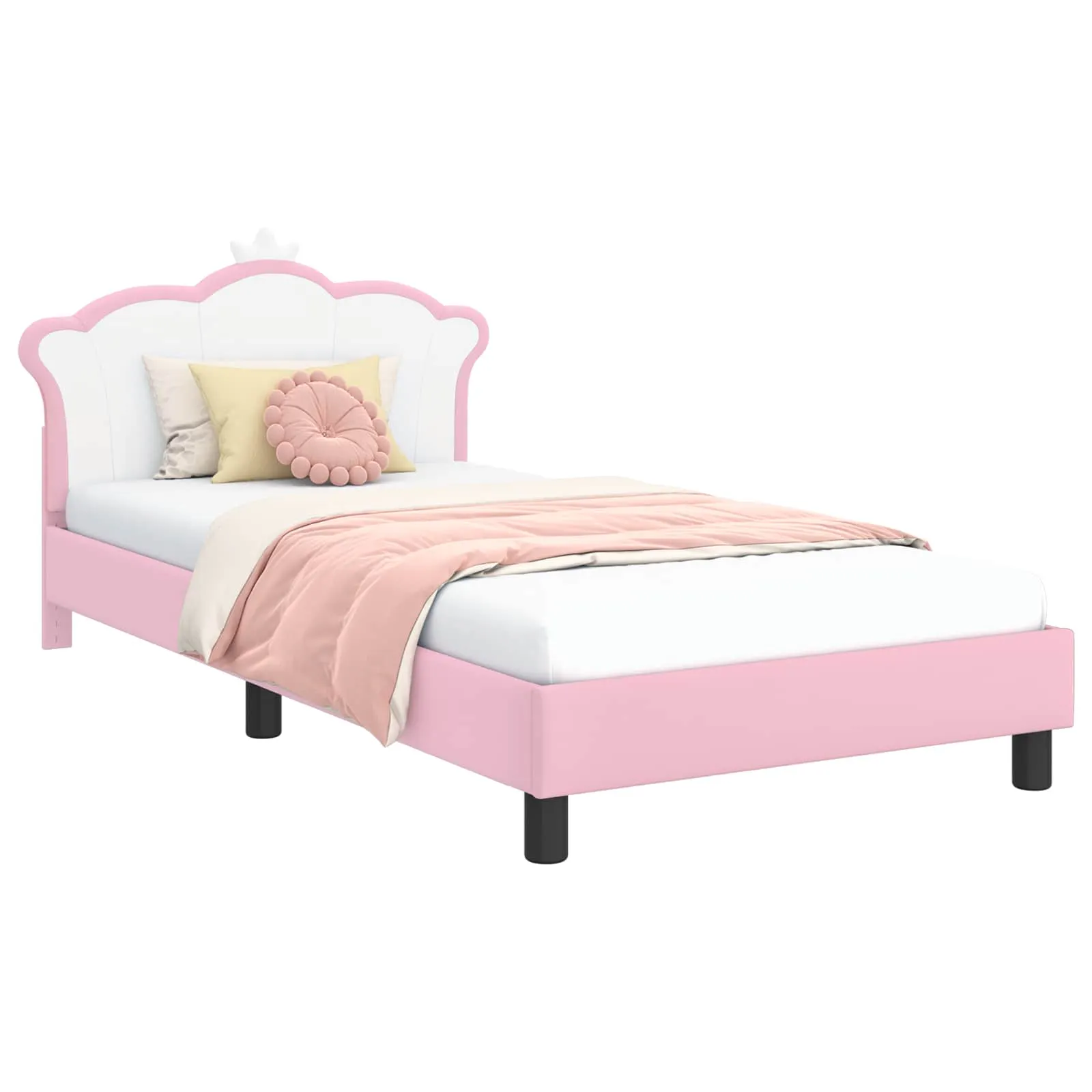 Kids'Bed Frame with Headboard Pink 90 x 190 cm PU 42011082 Kids'Bed Frame with Headboard Pink 90 x 190 cm PU 42011082
