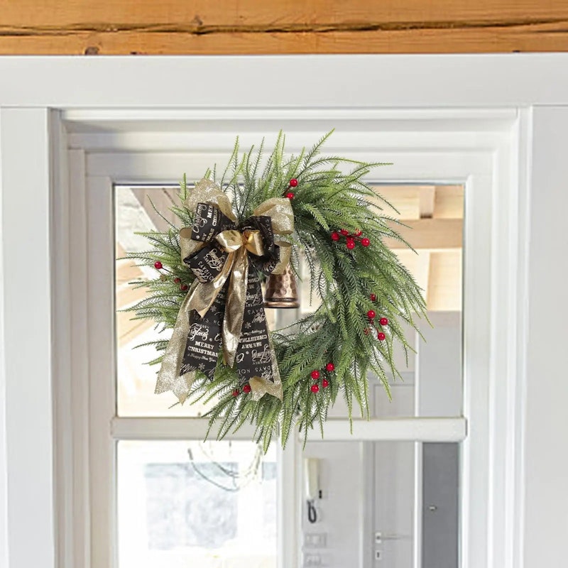 NNEOBA Christmas Wreath Artificial Front Door Green Decor image number null