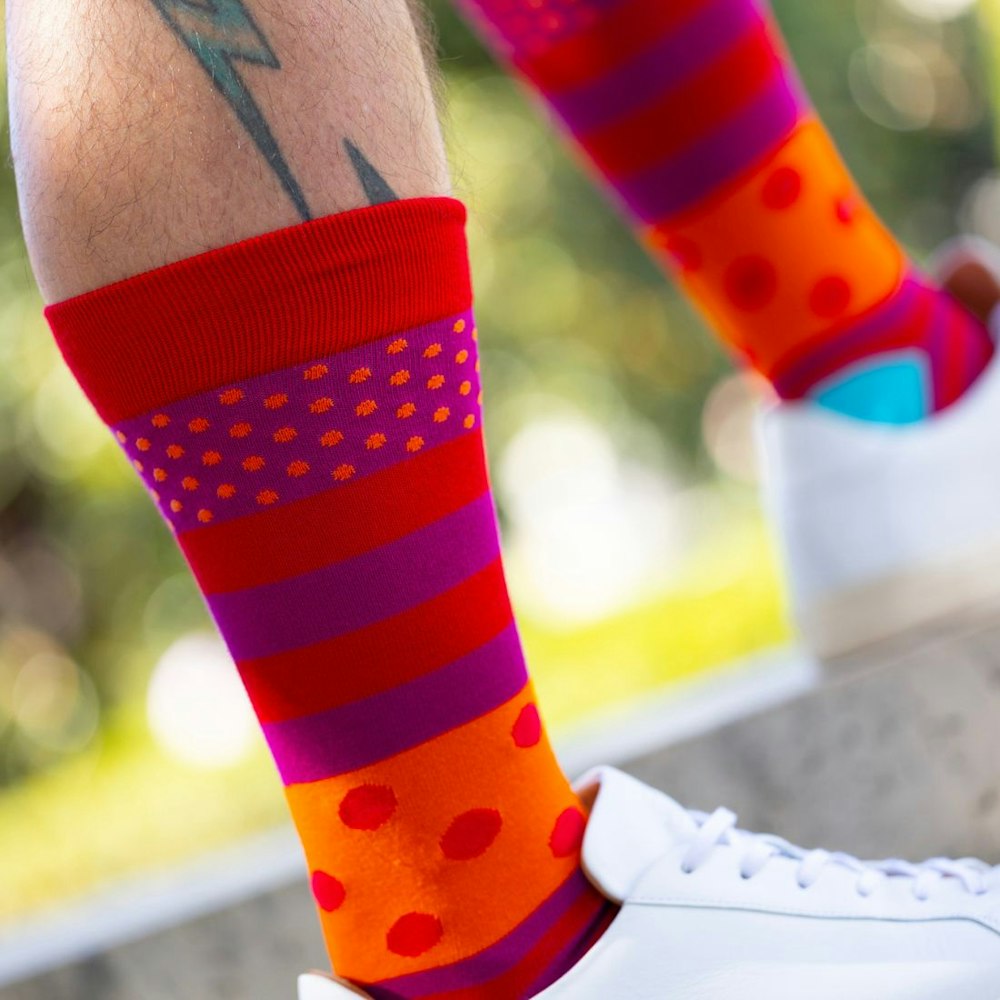 Swole Panda Stripe And Dot Bamboo Socks