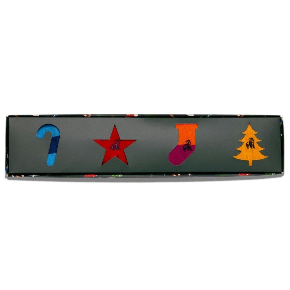 Swole Panda Red Christmas Drawer Box - 4 Pairs Of Bamboo Socks (his)