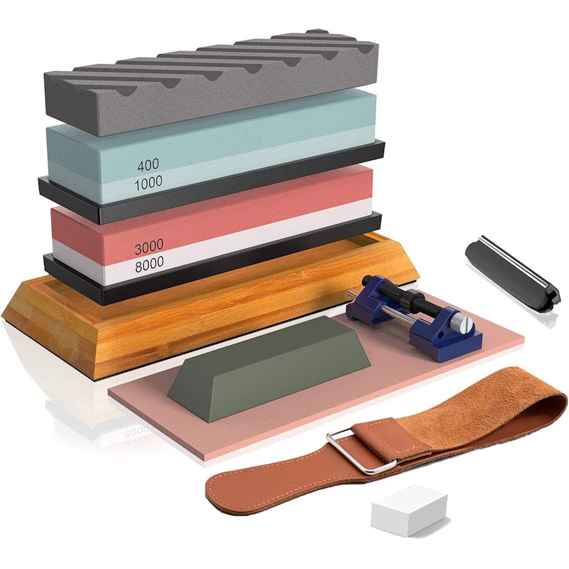 Knife Sharpening Stone,4 Side Grit 400/1000 3000/8000 Whetstones image number null