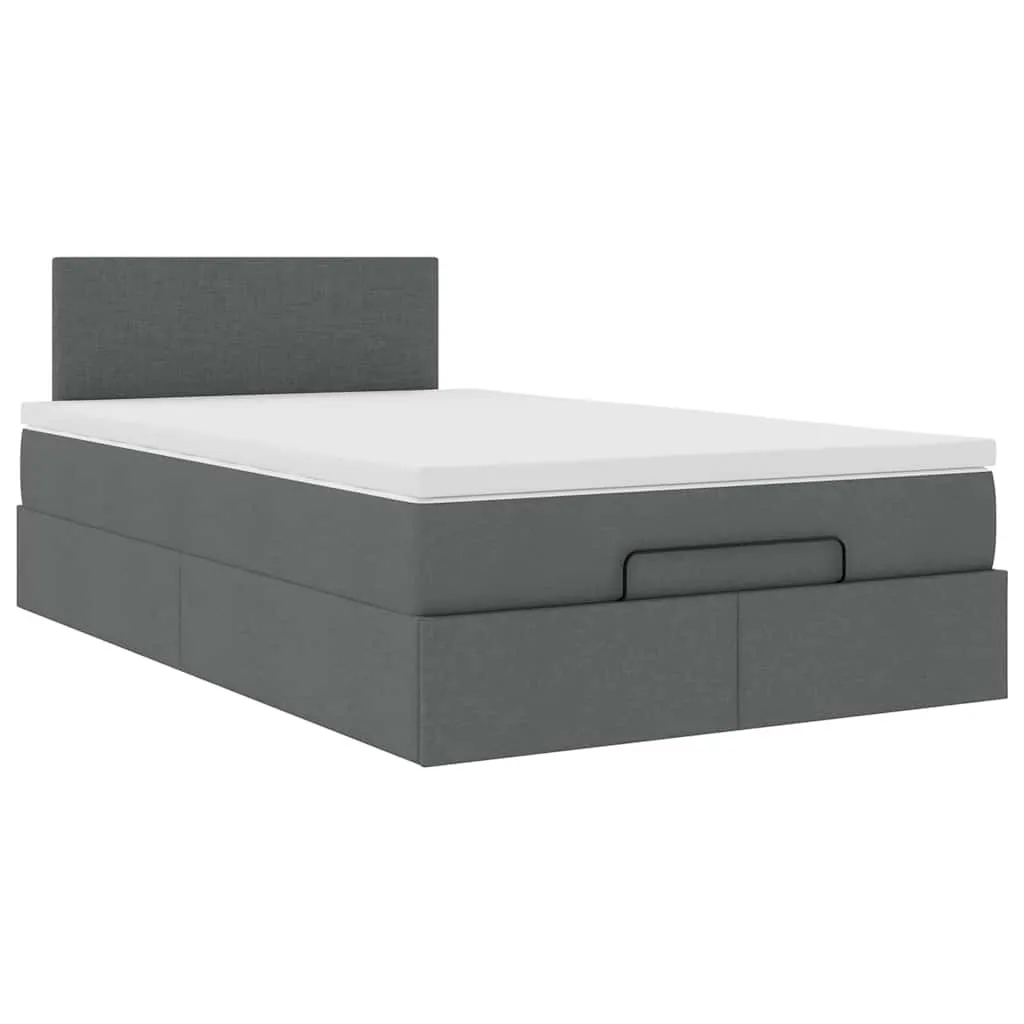 Ottoman Bed with Mattress Dark Grey King Single Fabric 3311412 Ottoman Bed with Mattress Dark Grey King Single Fabric 3311412