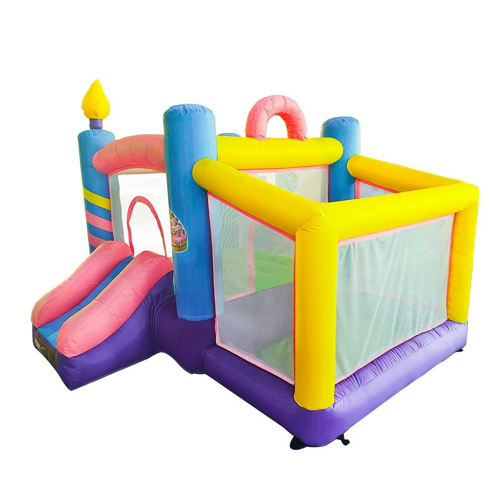 Donut Bouncy Inflatable Castle Kids Home Amusement Playground w/ Ball Playing Area Slide
