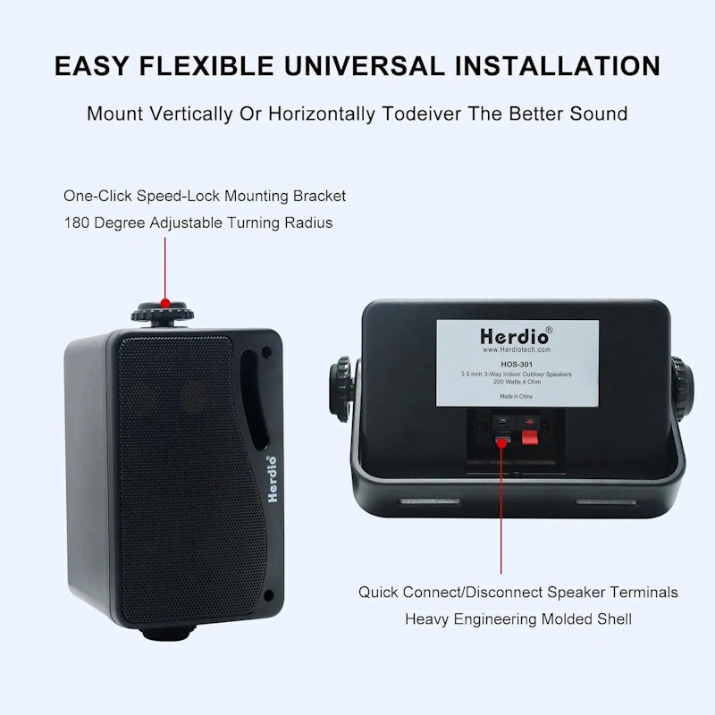 NNEOBA 200W Passive Outdoor Speakers Waterproof Marine (White) image number null