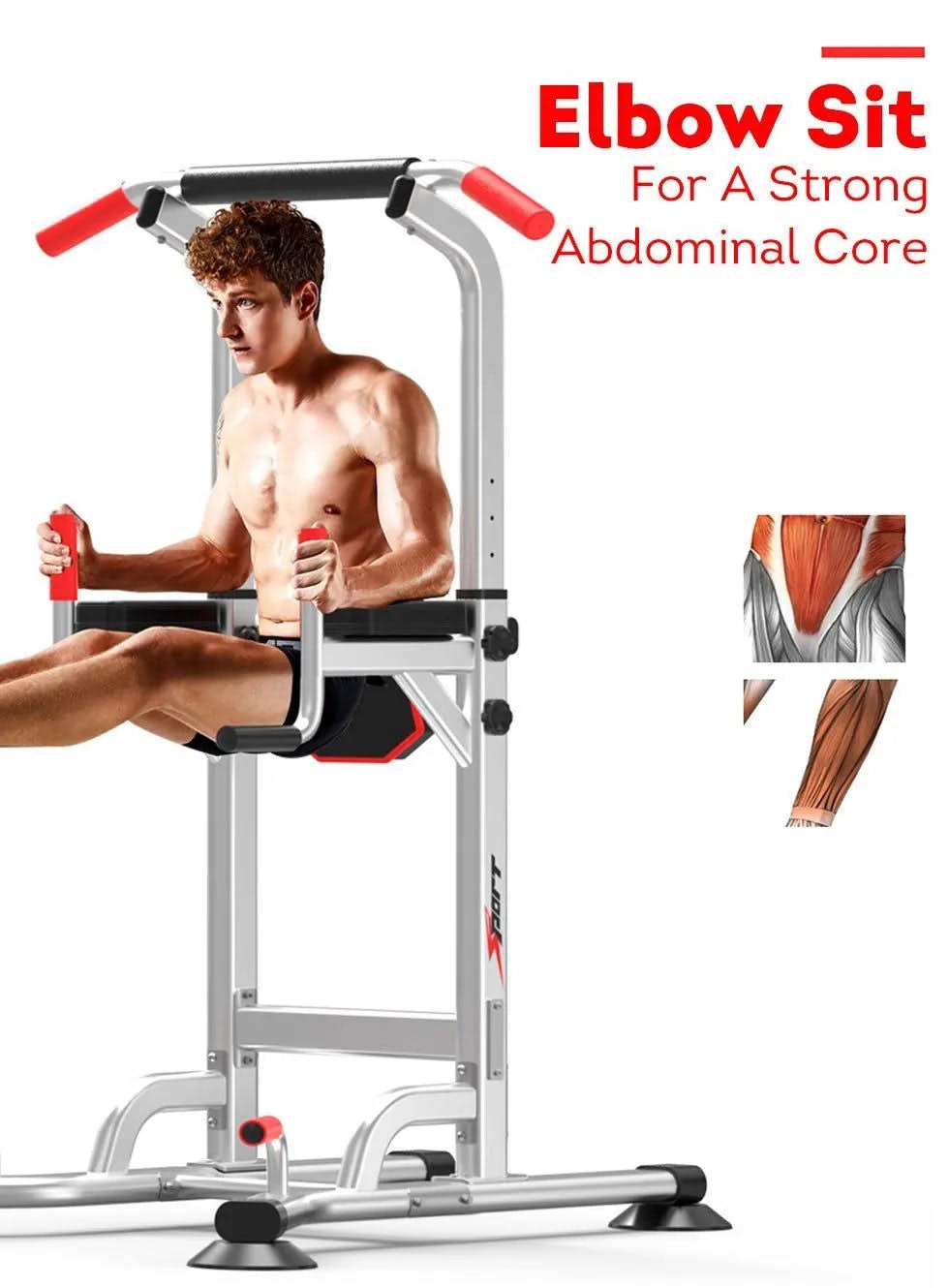JMQ Fitness Silver Pull Up Chin Up Knee Raise Heavy Duty Workout Station Home Gym Exercise