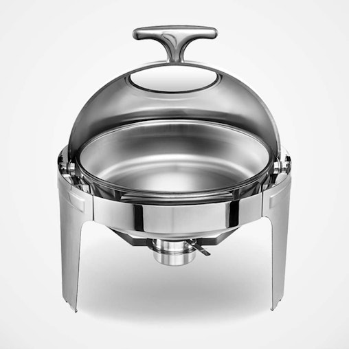 SOGA 4X 6L Round Chafing Stainless Steel Food Warmer with Glass Roll Top SOGA 4X 6L Round Chafing Stainless Steel Food Warmer with Glass Roll Top