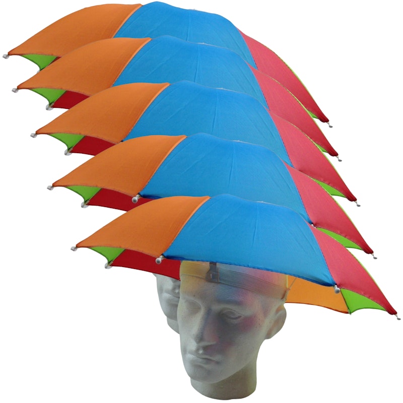 5x RAINBOW UMBRELLA HAT Rain Beach Sun Rain Cap Costume Camping Fishing BULK image number null