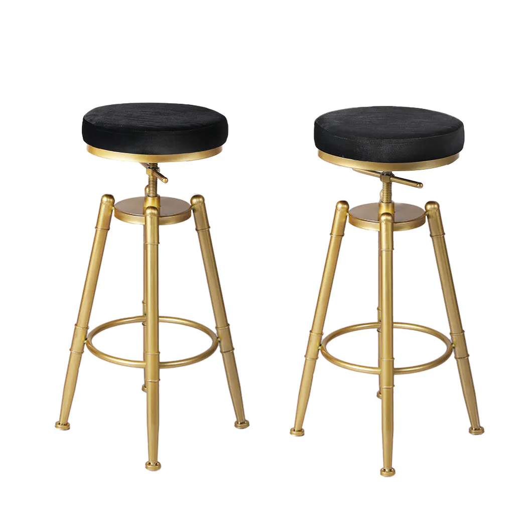 Levede 2x Velvet Bar Stools Kitchen Stool Chair Swivel Barstools Padded Seat