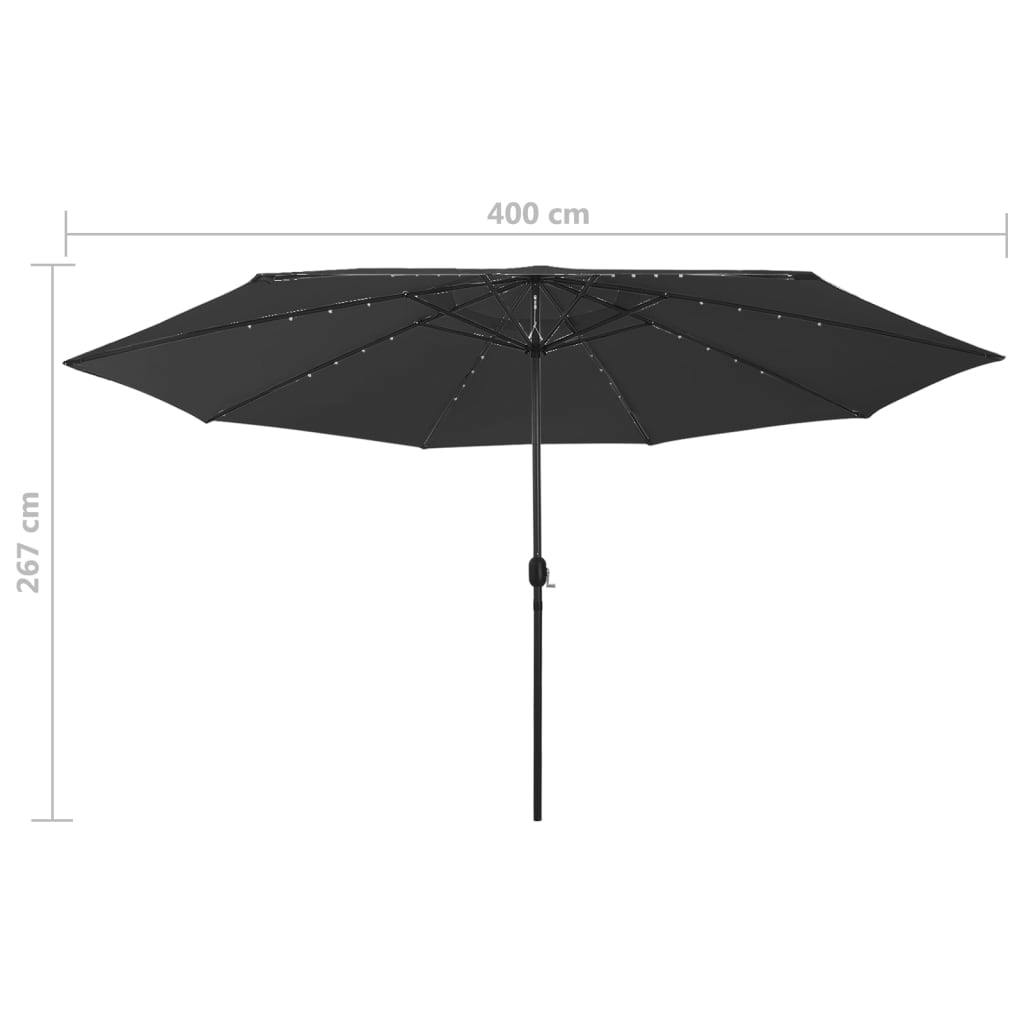 Garden Parasol with LED Lights 400 cm Black 312536