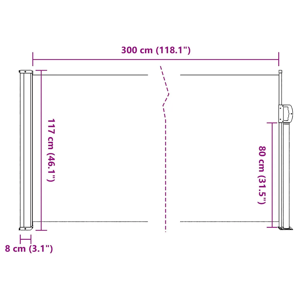 Retractable Side Awning Anthracite 117x300 cm 4004293